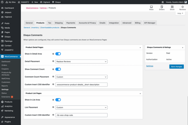 discus for wooCommerce admin pdp and plp and thread