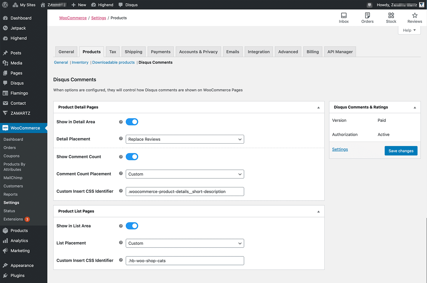 discus for wooCommerce admin pdp and plp and thread