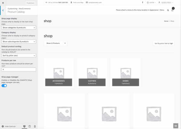 Advanced shop page manager visual customizer activation