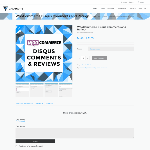 discus for wooCommerce new comment tab