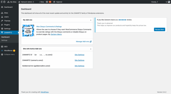 discus for wooCommerce network admin