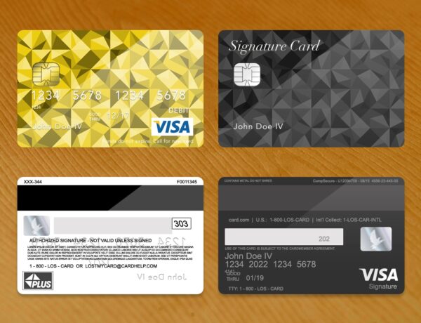 Bank Card Template Plus Dark Wood Grain